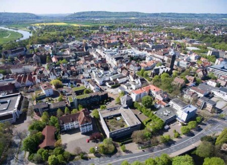 Luftbild der Stadt Minden. Foto: © Pressestelle der Stadt Minden