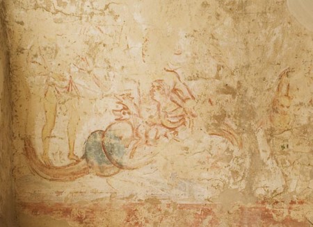 Die Wandmalerei im Johanneschor zeigt Odysseus Kampf gegen die Skylla. Foto: © Welterbestätte Corvey