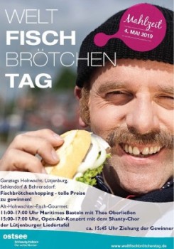 Plakat des Weltfischbrötchentages, Stadt Hohwacht