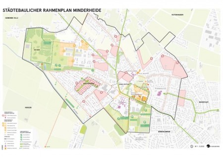 Grafik vom Stadtbezirk Minderheide, für den ein städtebaulicher Rahmenplan erstellt wird .(Bildnachweis: Planungsbüro BJP.