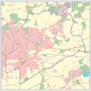 Karte des Sperrbezirks Delbrück zur Amerikanischen Faulbrut © Katasteramt Kreis Paderborn