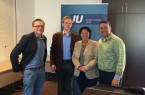 Bild von links: Christian Fritzemeier (Kreisvorsitzender JU Lippe), Moderator Janik Wiemann, Kerstin Vieregge 
(Bundestagskandidatin und Kreisvorsitzende der CDU Lippe) und Lars W. Brakhage (Bezirksvorsitzender JU-OWL)