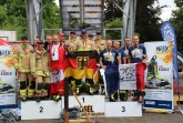Staffelwertung over 40: Platz 2 Team Österreich, Platz 1 Team Haix Wild 50’s mit v.l. Gerd Müller, Heiko Gehrke, Ralf Sikorra, Dietmar Kirsch, Andreas Schröder, Platz 3 TFA Team Straßbourg/Frankreich