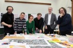 Die Experten Hellmut Neidhardt, Joachim Sterl, Prof. Christl Drey, Dr. Holger Pump-Uhlmann, Ulrich Paßlick und Prof. Jan Kampshoff im Bürgersaal der Stadt Büren in der kreativen Phase.