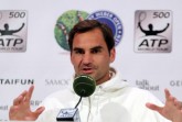 GERRY WEBER OPEN-Rekordchampion Roger Federer stand vor seiner Erstrunden-Partie bei der 26. Turnierauflage gegen den Slowenen Aljaz Bedene den Journalisten in einer Pressekonferenz Rede und Antwort. © GERRY WEBER OPEN/HalleWestfalen