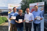 Am sportnavi-Infotag der Malteser Dienststelle OWL: Lennard Warweg, sportnavi.de, Anke Buttchereit, Gesundheitsbeauftragte der Malteser OWL, Siegfried Krix, Malteser Bezirksgeschäftsführer und Björn Pähler, sportnavi.de freuen sich über die gelungene Firmenfitness-Partnerschaft. © Kaiser
