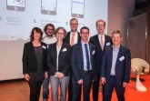 Bei der Dienstleistungstagung im Heinz Nixdorf MuseumsForum: v. l. Prof. Dr. Caren Sureth-Sloane, Christoph Bornschein, Andrea Martin, Prof. Dr. Daniel Beverungen, Christoph Schmitz, Prof. Dr. Wolf-Dieter Lukas und Prof. Dr. Andreas Boes.Foto : Universität Paderborn, Kamil Glabica