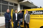 Blu Stuart Smith; Christian Zimmermann; Friedrich Tille; Christian Heß am Firmensitz Elektro Tille in Horn Bad-Meinberg