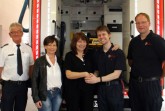 Foto (v.l.): Otto Bensiek, Yvonne Reiling, Marita Steinborn, Christian Mielenz und Frank Ruenhorst in der Feuer- und Rettungswache.