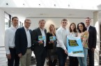 Daniel Ernst, Elektrotechnikermeister bei der Bielefelder Gollub Anlagentechnik GmbH & Co. KG, Frank Sievers, Inhaber des Ringhotel Niedersachsen in Höxter, Horst-Hermann Müller, Jobcenter Paderborn, Frauke Schwietert, Vorsitzende der Geschäftsführung der Agentur für Arbeit Herford, Can Okan Erhan, Auszubildender Gollub Anlagentechnik GmbH & Co. KG, Birgit Stehl, Geschäftsführerin Handwerkskammer, Marlene Sievers, Geschäftsleitung Ringhotel Niedersachsen in Höxter und Jürgen Behlke, IHK-Geschäftsführer (von links) freuen sich auf das Azubi-Speed-Dating 2019.