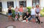 Susanne   Tingelhoff,   zweite   von   rechts,   zeigt   den
Daumen hoch für sechs neue Therapiehunde-Teams (von links):
Katharina Sommerburg mit Lenni, Jacky Brocherseifer mit Mira,
Anne Brinkmann mit Bo, Michaela Boje mit Boerne, Ulrike Saggel
mit Ella, Trainerin Susanne Tingelhoff und Agnes Pryczko mit Thor, Foto: