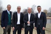 Neujahrsfrühstück der Wirtschaftsinitiative: (v.l.) Landrat Sven-Georg Adenauer, Albrecht Pförtner (pro Wirtschaft GT), MdB Ralf Brinkhaus und Volker Ervens (Wirtschaftsinitiative).