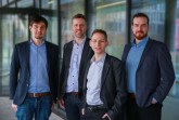 Das Gründungsteam von CodeShield: Dr. Johannes Späth, Prof. Eric Bodden, Andreas Dann und Manuel Benz bringen die Ergebnisse ihre IT-Security-Forschung am Heinz Nixdorf Institut der Universität Paderborn und am Fraunhofer IEM in die Praxis.Foto: Fraunhofer IEM
