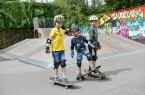 v. l. Viel Spaß auf dem Brett hatten Phillip, Tomke und Tristan. Foto: Stadt Gütersloh