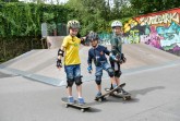 v. l. Viel Spaß auf dem Brett hatten Phillip, Tomke und Tristan. Foto: Stadt Gütersloh
