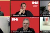Freuten sich über die große Gastzahl am Gründungstag: v.l. oben BNI Exekutivdirektorin Britta Deuwerth, Partnerdirektorin Mareike Venherm – Führungskräftetrainerin, Detlfef Kranke – Kunstmakler, v.l.unten Mitgliederkoordinator Erik Würriehausen- Finanzmakler,  Unternehmerteamdirektor Andreas Knöbel – Immobilienmakler und Schatzmeister Michael  Schweig von der Versmolder Provinazial Versicherung  Foto: Mareike Venherm