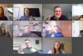 Freuten sich in einer digitalen Feierstunde über die erfolgreichen Abschlussprüfungen: (von links oben nach rechts unten) Jana Bönhoff, Yannick Olschewski, die Geschäftsführer Ralf Libuda und Bernd Kerner sowie Lena Durek, Dominik Kitscha, Luke Kamp, Betriebsratsvorsitzender Michael Streiß, Jan Paul Kleinegräber und Jannika Klein.Foto: Stadtwerke Gütersloh