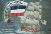 Fragment der Fahne des Marine-Vereins Minden, Vorderseite. Stickerei auf Seide, 1910. Foto: LWL/Bekemeier