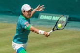 Voll fokussiert: Japans Superstar Kei Nishikori kämpft im ersten Match des Tages auf dem Centre Court der OWL ARENA gegen Amerikas Aufsteiger Sebastian Korda um das Erreichen des Viertelfinals bei den 28. NOVENTI OPEN. © NOVENTI OPEN/Mathias Schulz (honorarfrei)