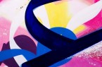 Leuchtende Farben: Titelbild der Ausstellung „Verve 21/22“ im Schauraum Atelier Aatifi ist die Malerei „Ansicht 7“ im Format 120 x 150 cm. © Repro: Atelier Aatifi