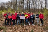 Das Pflanzen der Douglasien hat den Vertretern der AÜG Netzwerk GmbH, der Sparkasse Paderborn-Detmold-Höxter und des Landesverbandes Lippe sehr viel Spaß gemacht. Fotos: LVL