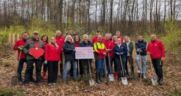 Das Pflanzen der Douglasien hat den Vertretern der AÜG Netzwerk GmbH, der Sparkasse Paderborn-Detmold-Höxter und des Landesverbandes Lippe sehr viel Spaß gemacht. Fotos: LVL
