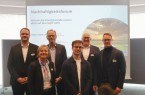 Nahmen die Energiewende in den Blick (v.l.): Johannes Haverkamp (Kreissparkasse Halle-Wiedenbrück), Nikola Weber (pro Wirtschaft GT), Dr. Tim Meyer, Jonas Keldenich (pro Wirtschaft GT), Tobias Peselmann (pbr NETZenergie), Sebastian Czoske (Stadt Rheda-Wiedenbrück). Foto: pro Wirtschaft GT
