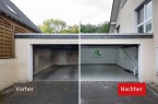 Vorher-Nachher-Vergleich einer feuchten und einer sanierten Garage.