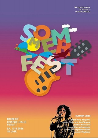 Plakat zum Sommerfest im Robert Koepke Haus am 15. August 2026 unter dem Motto „Summer Vibes“.